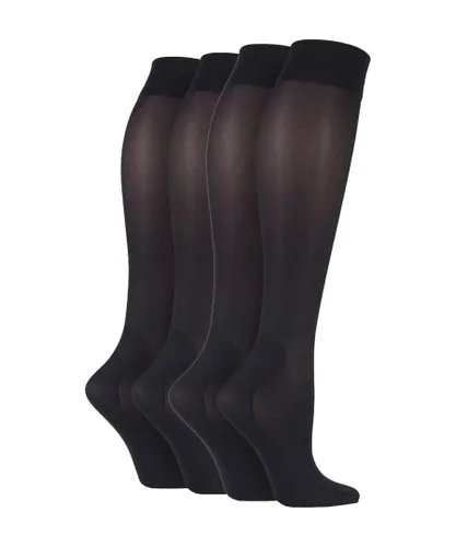 IOMI Womens 2 Pairs Ladies 40 Denier Compression Knee High Energising Socks - Black Nylon