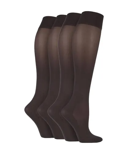 IOMI Womens 2 Pairs Ladies 40 Denier Compression Knee High Energising Socks - Brown Nylon