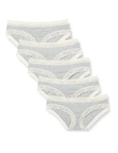 Iris & Lilly Women's Cotton and Lace Hipster Knickers