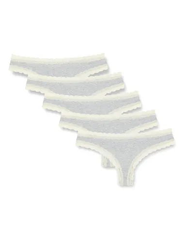 Iris & Lilly Women's Cotton and Lace Thong Knickers