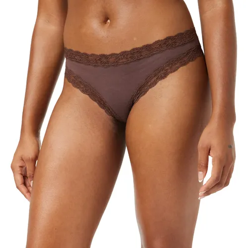 Iris & Lilly Women's Cotton and Lace Thong Knickers