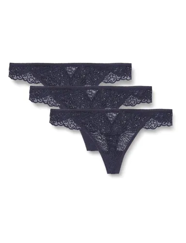 Iris & Lilly Women's Lace Thong Knickers with Waistband