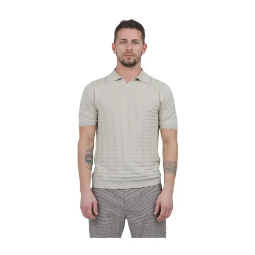 Irish Crone , Hexagon Knit Polo Shirt ,Gray male, Sizes:
