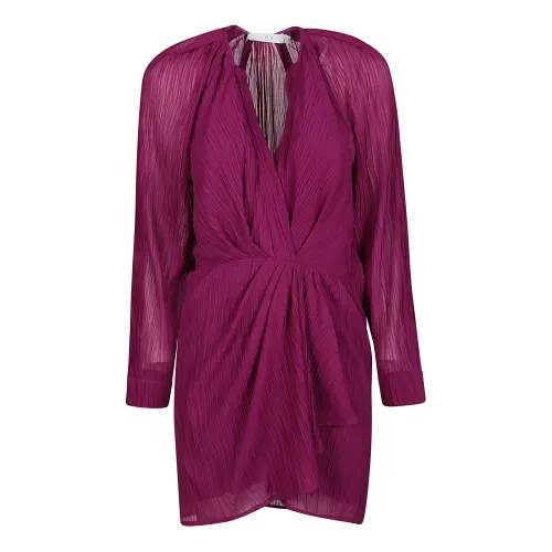 IRO , Fushia V-Neck Mini Dress ,Purple female, Sizes: