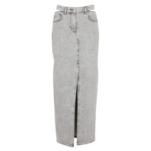 IRO , Grey Cotton Jeans Long Skirt ,Gray female, Sizes: