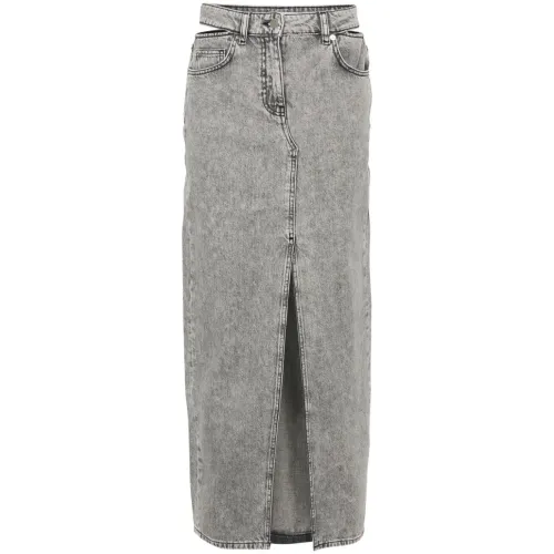IRO , Grey Denim Skirt with Cut-Out Detailing ,Gray female, Sizes: