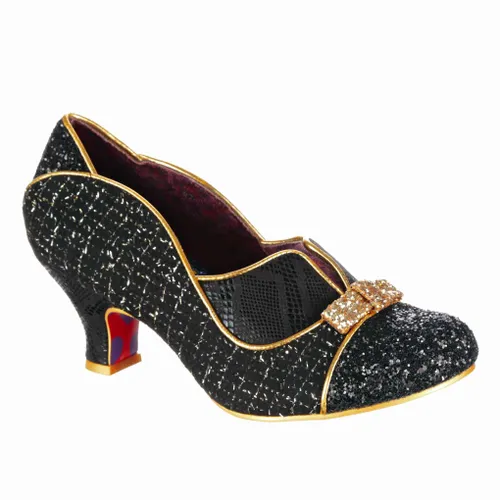 Irregular Choice Hold Up Womens Shoes Heels Black Gold