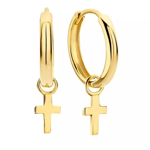 Isabel Bernard Earrings - Monceau Solange 14 karat hoop earrings with cross - gold - Earrings for ladies