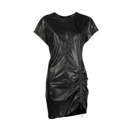 Isabel Marant , Adelissa Leather Dress with Ruched Detailing ,Black female, Sizes: