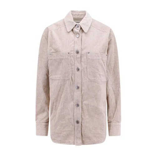 Isabel Marant , Beige Corduroy Shirt with Metal Buttons ,Beige female, Sizes: