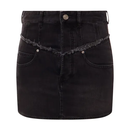 Isabel Marant , Black Denim Skirt with Metal Buttons ,Black female, Sizes: