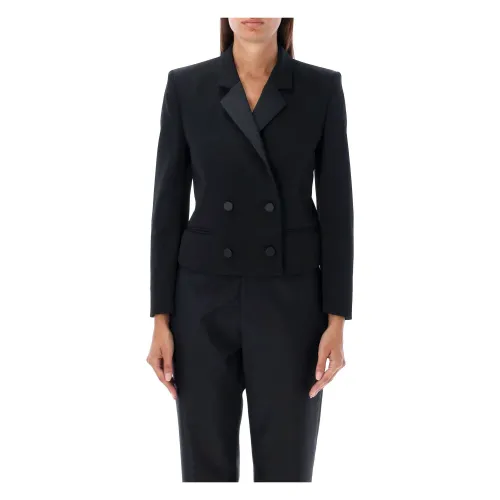 Isabel Marant , Black Wool Cropped Smoking Jacket ,Black female, Sizes: