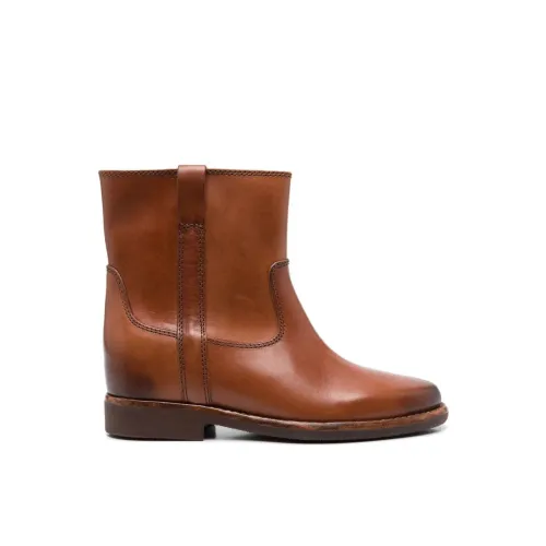 Isabel Marant , Camargue-Style Calfskin Leather Ankle Boots ,Brown female, Sizes: