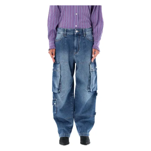 Isabel Marant , Cargo Denim Pants ,Blue female, Sizes: