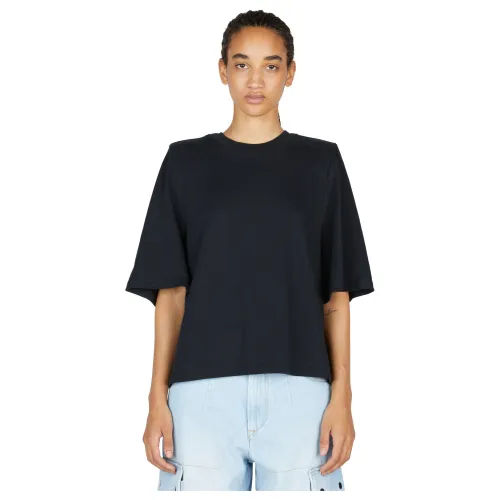 Isabel Marant , Cotton-Jersey Padded Shoulder Ben T-shirt ,Black female, Sizes: