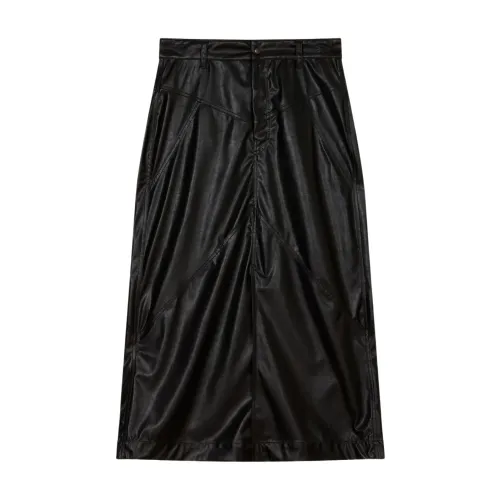 Isabel Marant Étoile , Black Faux Leather Skirt with Zipper and Snap Buttons ,Black female, Sizes: