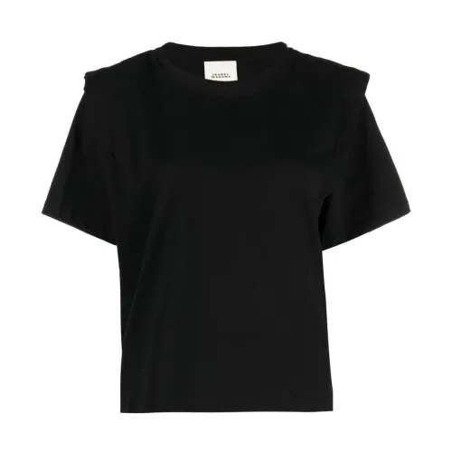 Isabel Marant Étoile , Black Zelitos T-Shirt with Padded Shoulders ,Black female, Sizes:
