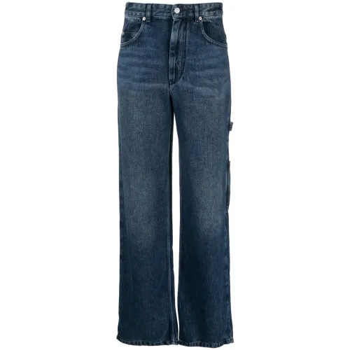 Isabel Marant Étoile , Indigo Blue Straight-Leg Cotton Jeans ,Blue female, Sizes: