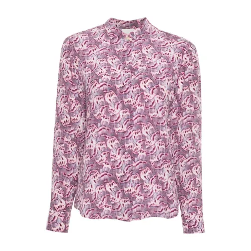 Isabel Marant , Floral Print Stand-Up Collar Shirt ,Purple female, Sizes: