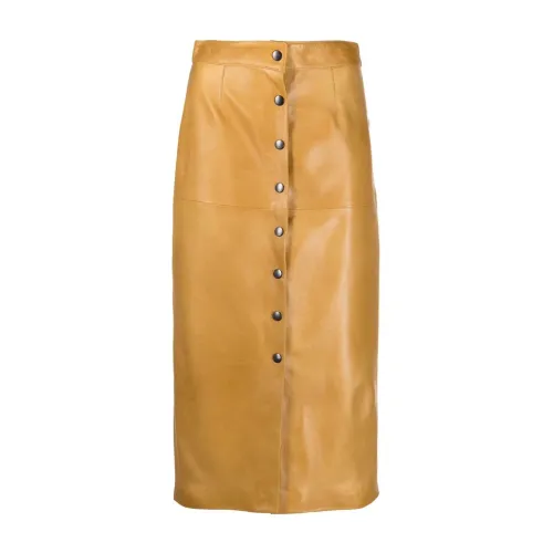 Isabel Marant , Leather Midi Skirt ,Brown female, Sizes: