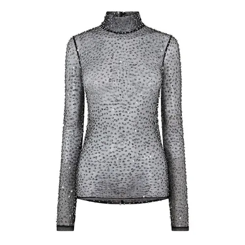 ISABEL MARANT Todiz Sequin Tulle Top - Silver