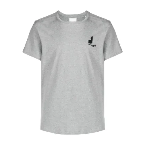 Isabel Marant , Zafferh-ga Grey T-shirt with Black Logo ,Gray male, Sizes:
