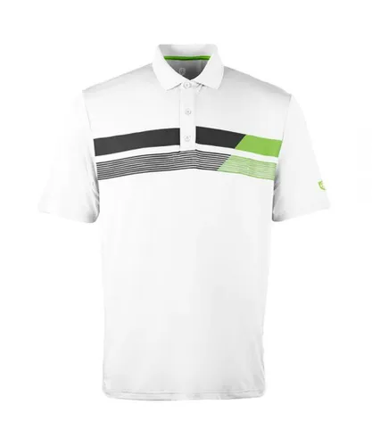 Island Green Asymetric Print Mens White Golf Polo Shirt