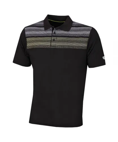 Island Green Matrix Print Mens Black Golf Polo Shirt