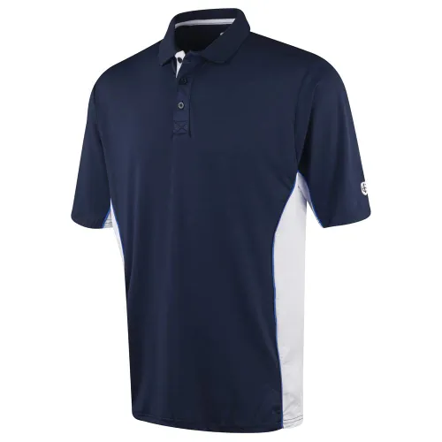 Island GREEN Mens Panelled Polo Shirt - Navy/White - S