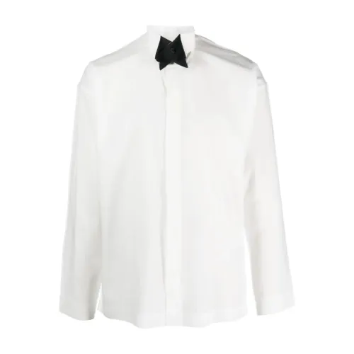 Issey Miyake , Contrast Collar Long Sleeve Shirt ,White male, Sizes: