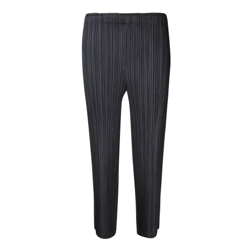 Issey Miyake , Cropped Design Trousers with Elastic Waistband ,Black female, Sizes: