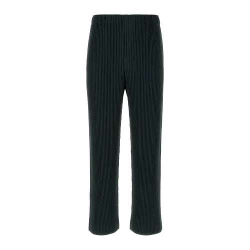 Issey Miyake , Dark Polyester Pants ,Green male, Sizes: