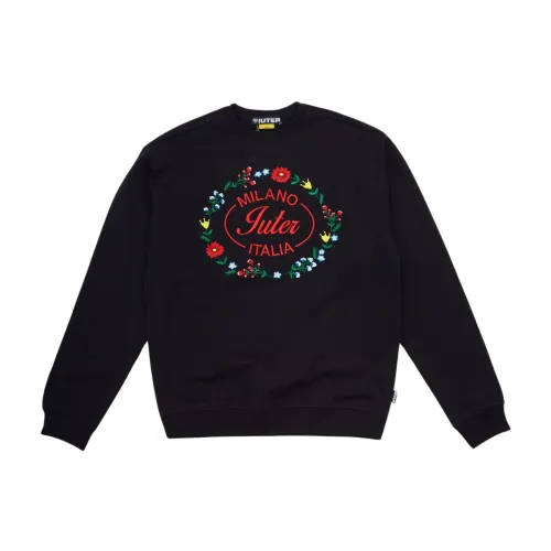 Iuter , Milano Flowers Black Sweatshirt ,Black male, Sizes: