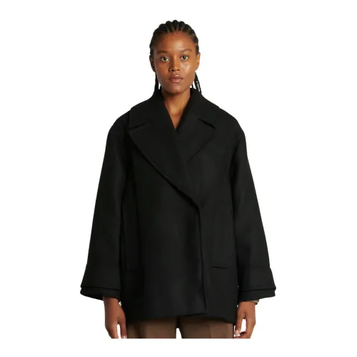 IVY OAK , Double-Breasted Black Wool Coat ,Black female, Sizes:
