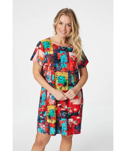 Izabel London Womens Abstract Print Oversized Shift Dress - Multicolour Cotton