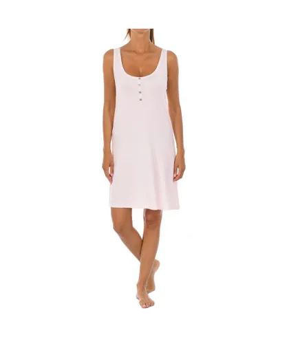J and J Brothers Womenss round neck buttoned strap nightgown JJBCH0810 - Pink Modal