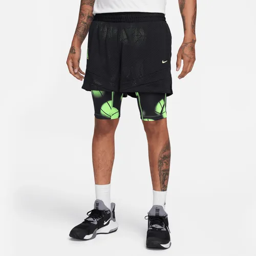 JA Men's Dri-FIT 2-in-1 10cm (approx.) Basketball Shorts - Black - Polyester