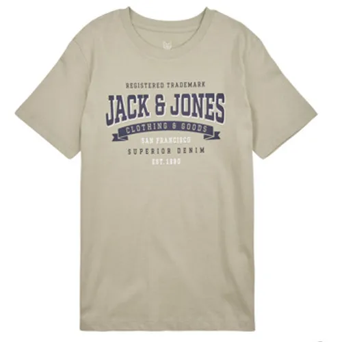 Jack & Jones  JJELOGO TEE SS NECK 2 COL 23/24 NOOS JNR  boys's Children's T shirt in Beige