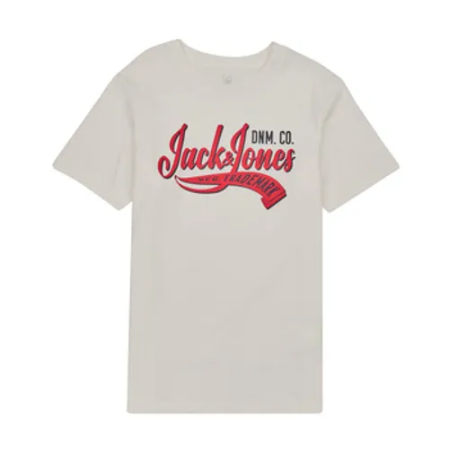 Jack & Jones  JJELOGO TEE SS NECK 2 COL JNR  boys's Children's T shirt in White