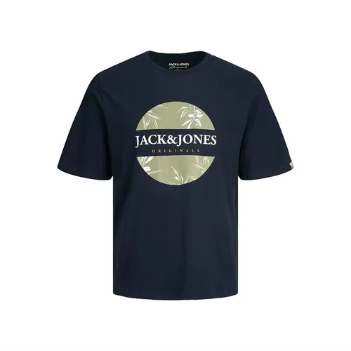 JACK AND JONES Boys Crayon Branding T-Shirt Navy Blazer