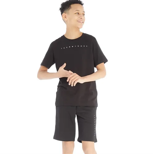 JACK AND JONES Boys Font T-Shirt And Shorts Set Black