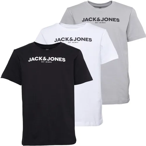 JACK AND JONES Boys Harry Three Pack T-Shirts White/Black/Alloy