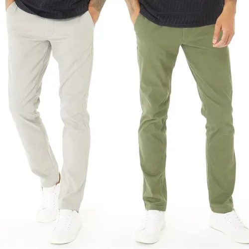 JACK AND JONES Mens Bolton Dean AKM Two Pack Chinos Ghost Gray/Olive Night