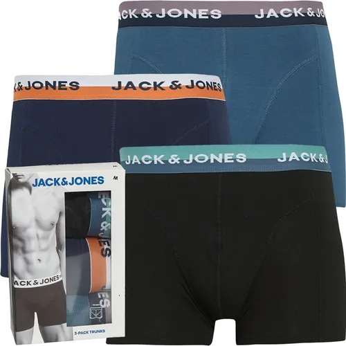 JACK AND JONES Mens Eric Three Pack Trunks Blue Fin/Black/Navy