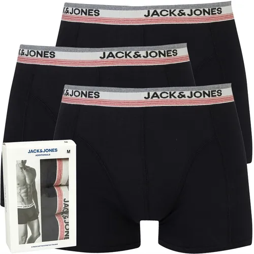 JACK AND JONES Mens Lounge Strib Three Pack Trunks Black
