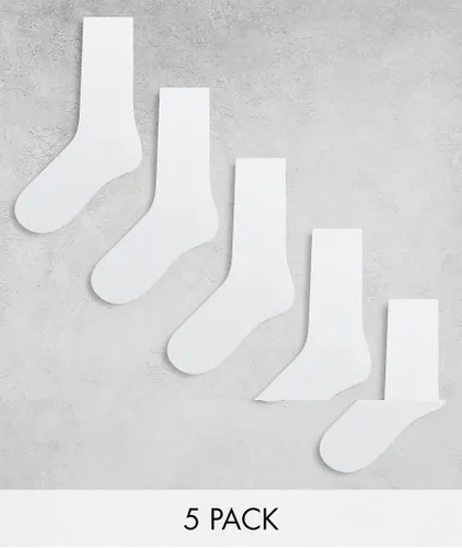 Jack & Jones 5 pack tennis socks in white