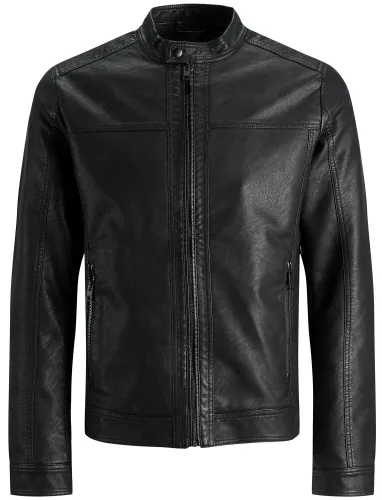 Jack & Jones Black / Black Warner Classic Leather Jacket