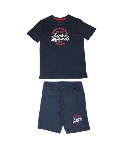 Jack & Jones Boys Boy's Junior Brat T-Shirt & Short Set in Navy Cotton