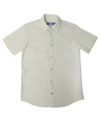 Jack & Jones Boys Boy's Junior Habel Shirt in White - Off-White Cotton
