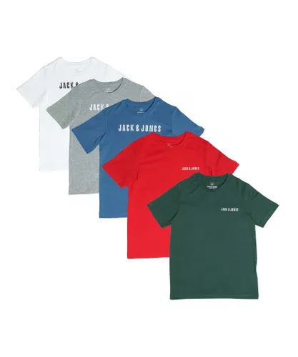 Jack & Jones Boys Boy's Kai 5 Pack T-Shirts in Green Cotton